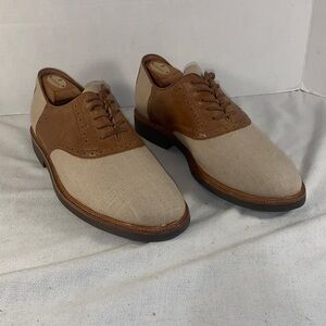 Men's Polo by Ralph Lauren Torrington Brown and Beige Fabric Oxford Lace Up